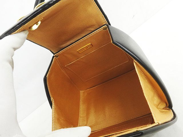 HANAE MORI ハナエモリ レザー リボン ワンハンドル ハンドバッグ 黒 