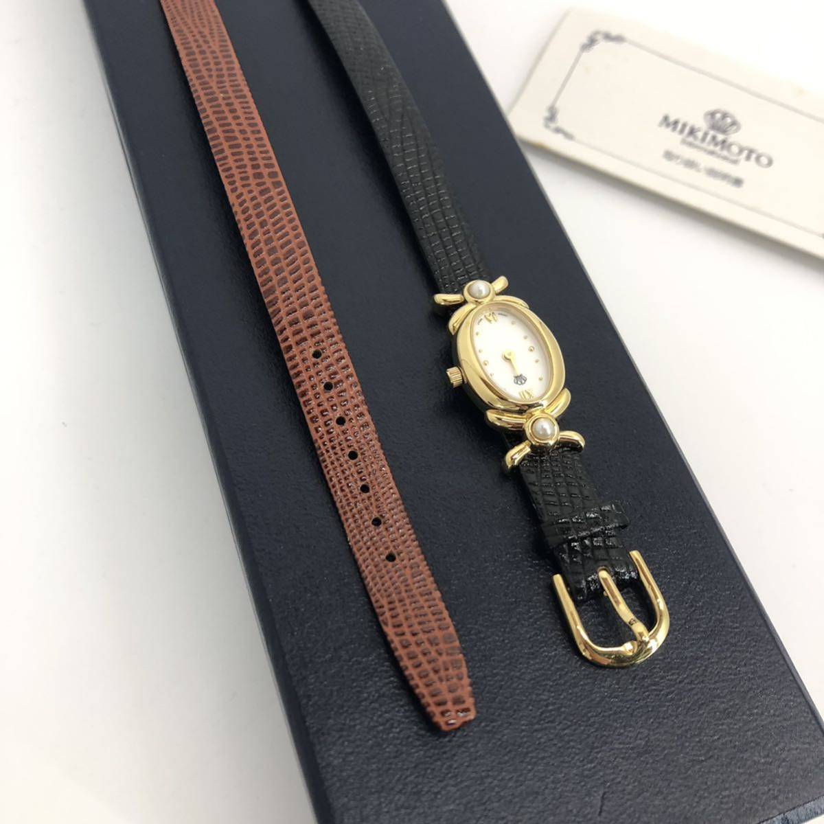 稼働ミキモト マルチフォームウォッチ シェル文字盤 腕時計 5Pパール