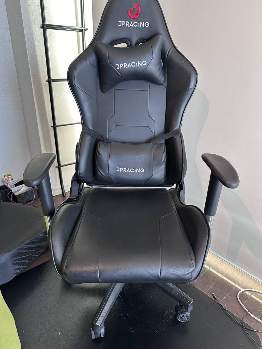 完全売切】美品 JPRACING ゲーミングチェア リクライニング ブラック