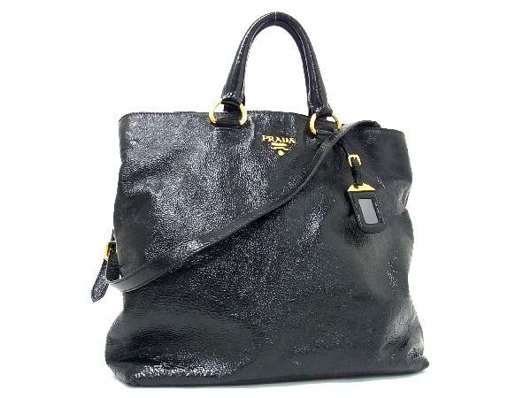 プラダ エナメル パテント レザー 1円 □美品□ PRADA プラダ