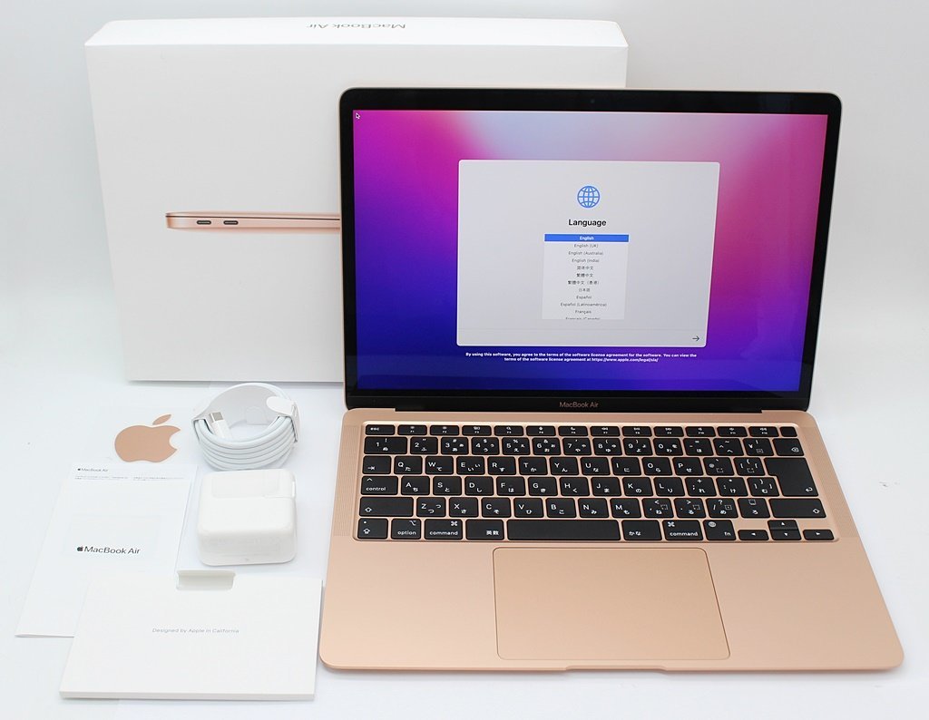 【1円】Apple MacBook Air 13-inch MGND3J/A A2337 ゴールド 2020 256GB SSD/ 8GB アップル マックブックエアー z23-4005 中古品 z_e