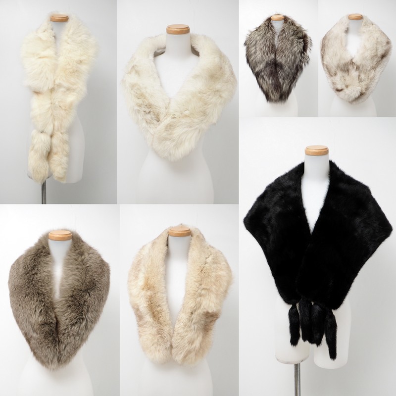GO9035*【7点セット】ロイヤル サガフォックス サガミンク SAGA 含む 高級毛皮 ファーティペット マフラー ショール 7本組 まとめ売り