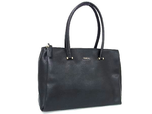 1円 ■美品■ FURLA フルラ マーゴット レザー ハンドバッグ ショルダーバッグ トートバッグ 肩掛け レディース ブラック系 CC0685