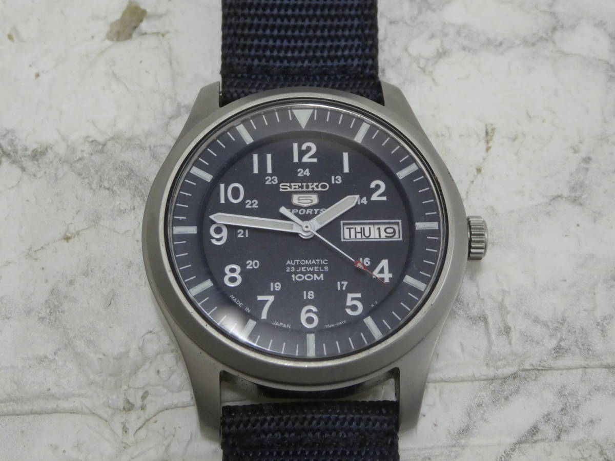 美品seiko 5 sports 7s36-03j0 ☆ セイコー SEIKO 7S36-03J0 ネイビー  
