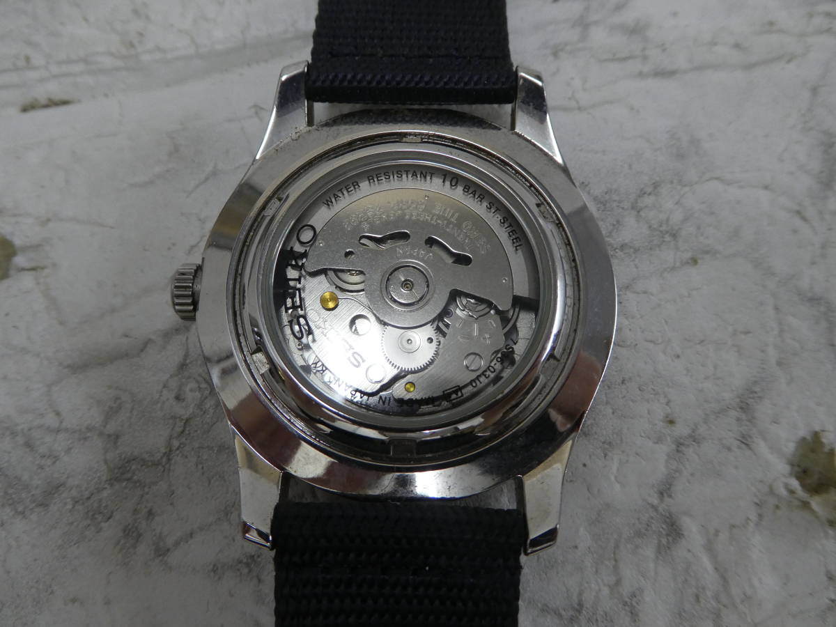 ☆ セイコー SEIKO 7S36-03J0 ネイビー 腕時計 裏スケ スケルトン 中古