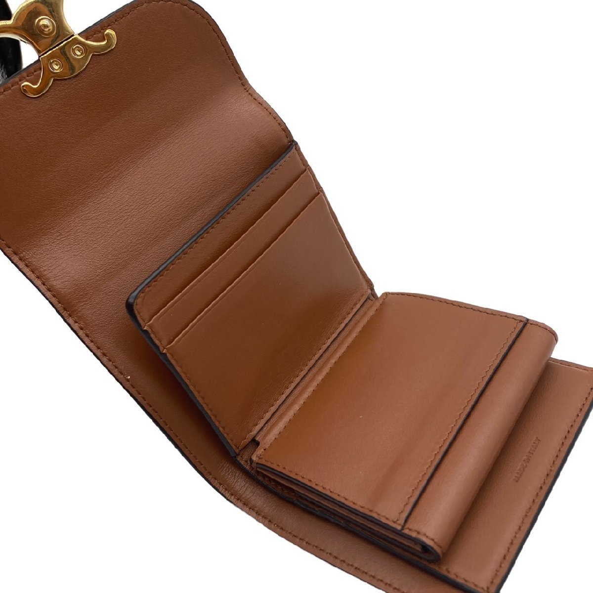CELINE トリオンフ 三つ折り財布 スモールウォレット ブラウン レザー CELINE セリーヌ トリオンフ スモールウォレット キャンバス×レザー 三