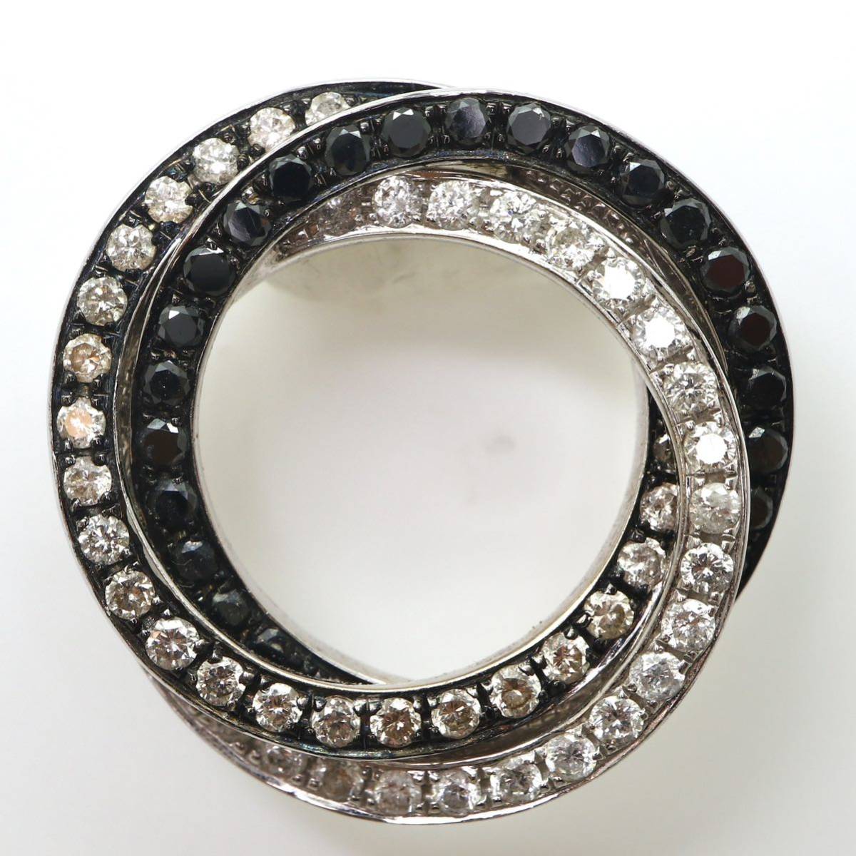 ◆K18WG 天然ダイヤモンド/天然ブラックダイヤモンドペンダントトップ◆D 3.9g 0.71ct black diamond pendant EC4/EC7