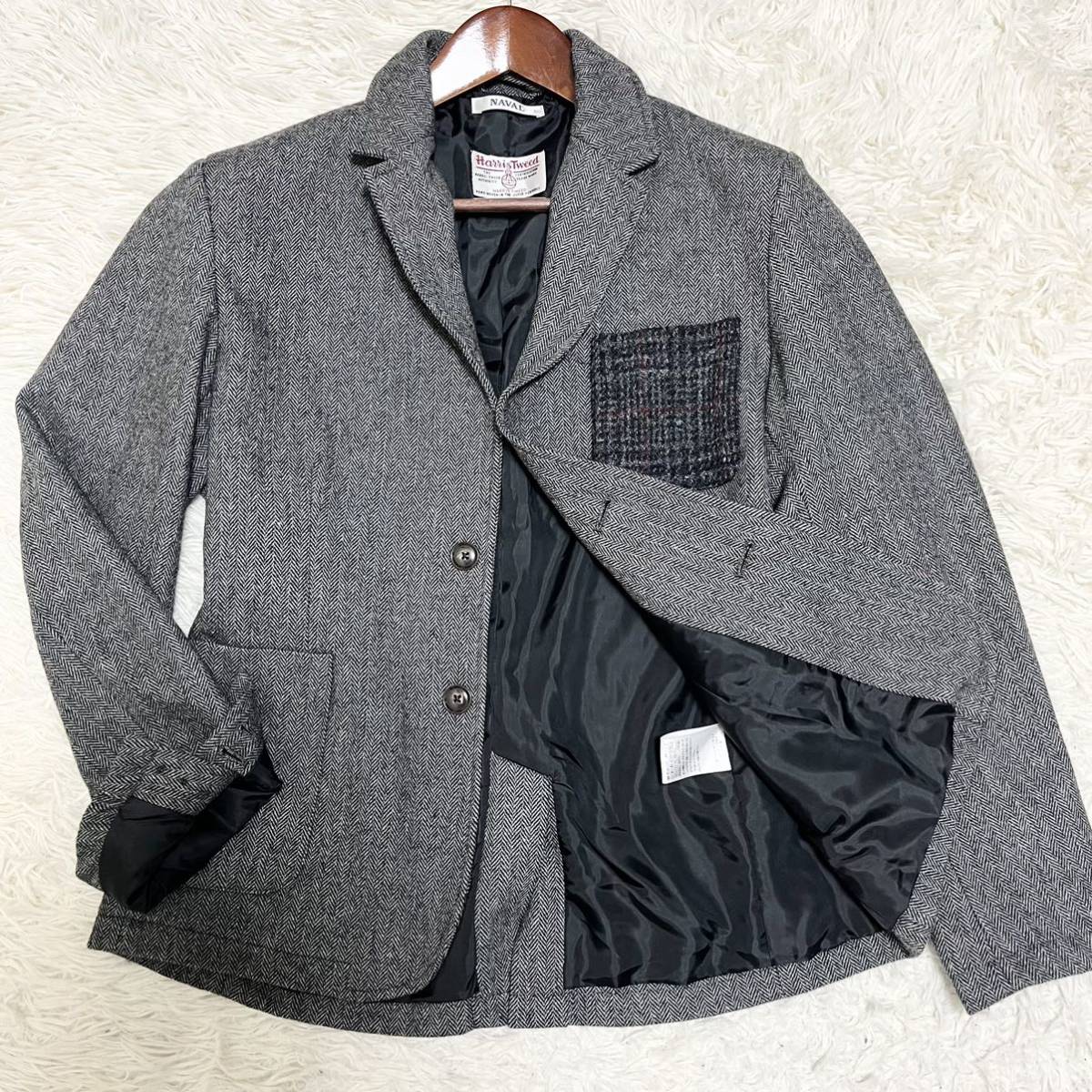 美品 ハリスツイード HarrisTweedヘリンボーン テーラードジャケット 