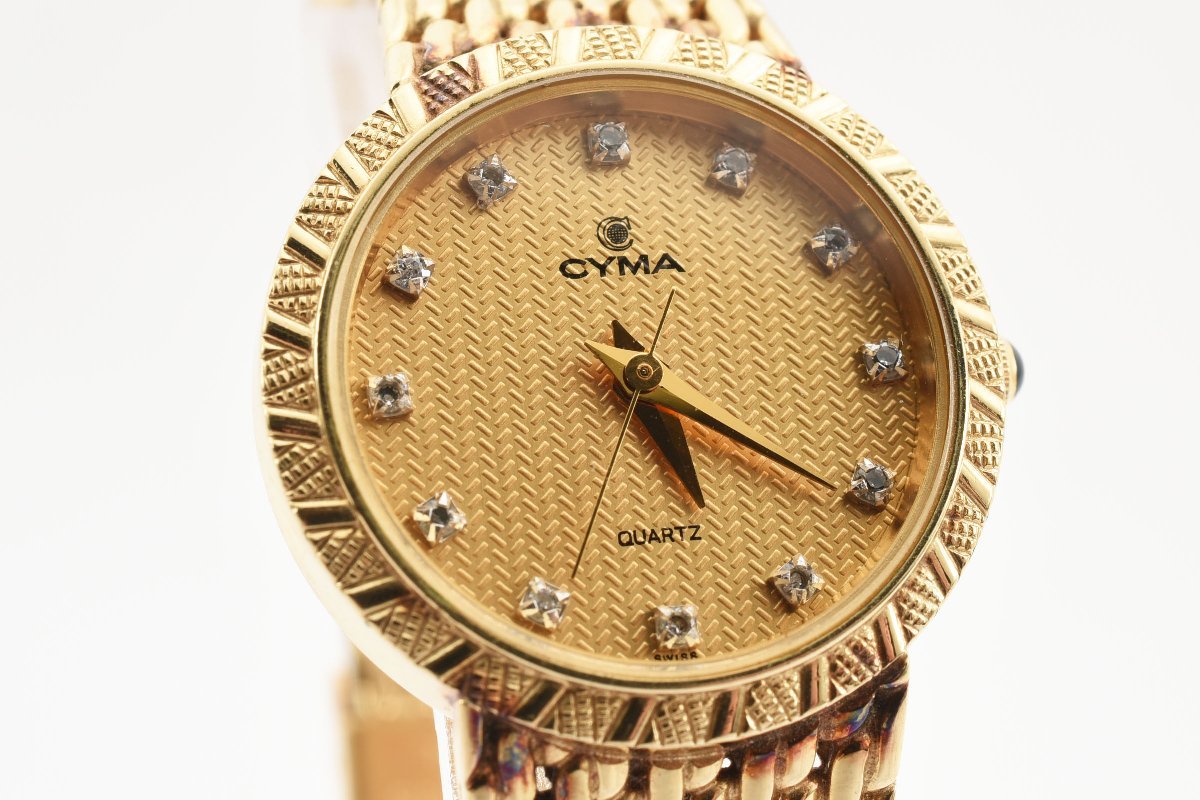 シーマ クォーツ ゴールド ラウンド 石付き レディース 腕時計 CYMA 