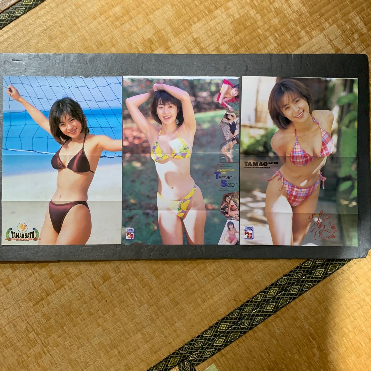 【送料込み】さとう珠緒 ピンナップ3枚 グラビア8ページ　漫画雑誌1996，1997 切り抜き