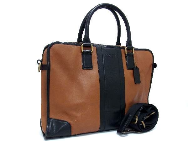 1円 ■美品■ COACH コーチ F71639 ヘリテージ ウェブ ボンベ レザー 2WAY ハンドバッグ ビジネスバッグ ブラウン系 AT4726