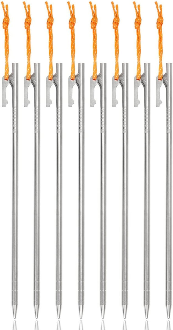 MOMIDORI MOMIDORI ヘッド付きチタンペグ 夜光固定ロープ付き30cm 8本