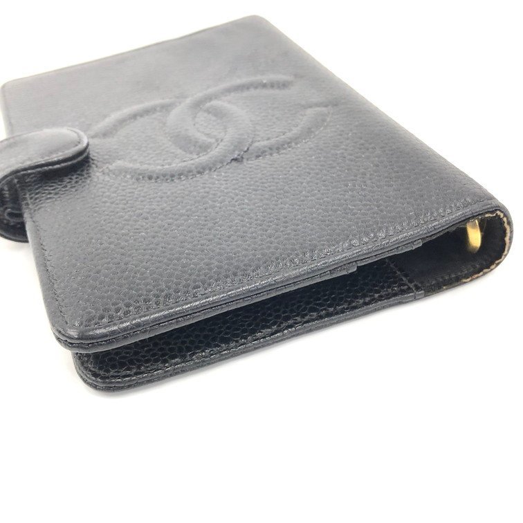 CHANEL シャネル キャビアスキン 手帳カバー ココマーク 黒 5114218