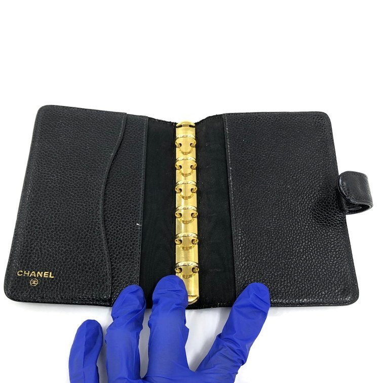 CHANEL シャネル キャビアスキン 手帳カバー ココマーク 黒 5114218