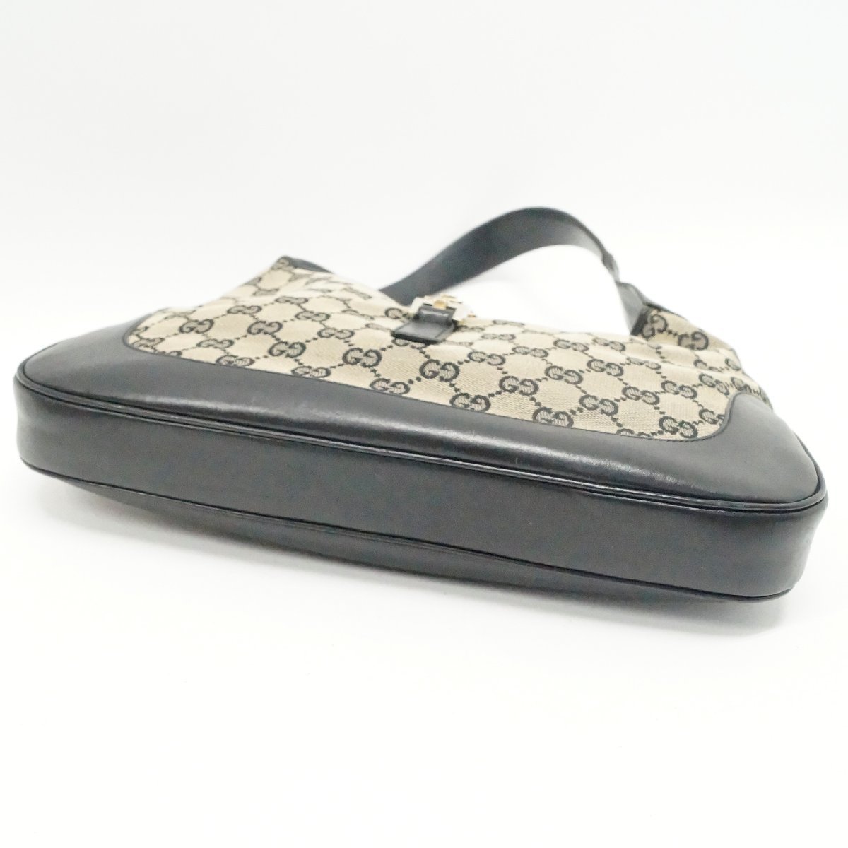 中古 GUCCI グッチ ショルダーバッグ キャンバス×レザー 黒 ブラック 