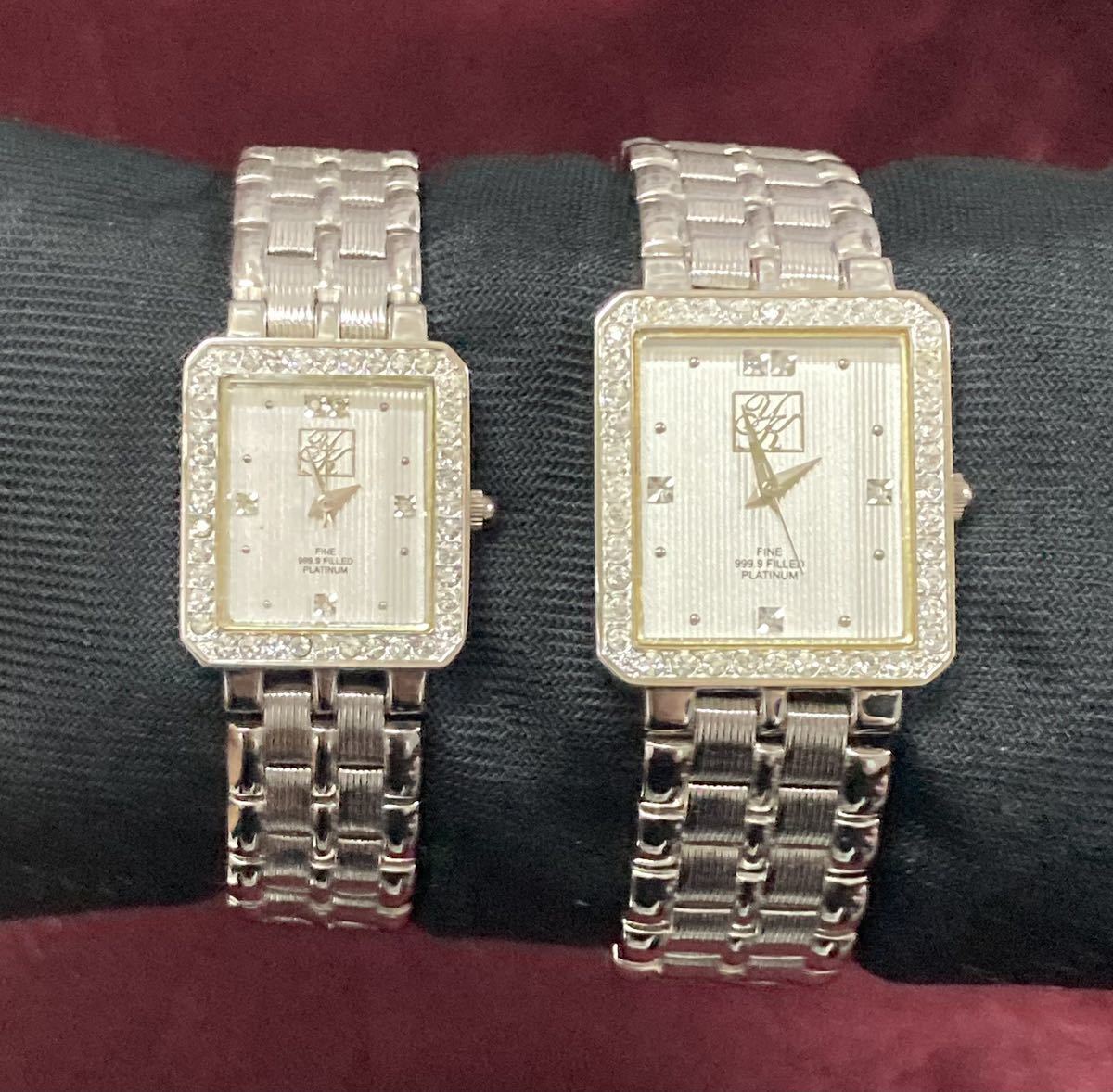 稼働品 ♪ Yukiko Kimiima ペアウォッチ DIAMOND 0.03ct クオーツ