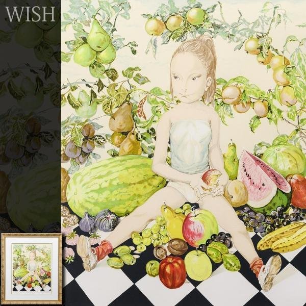 真作】【WISH】藤田嗣治 レオナール・フジタ「少女と果実」リトグラフ