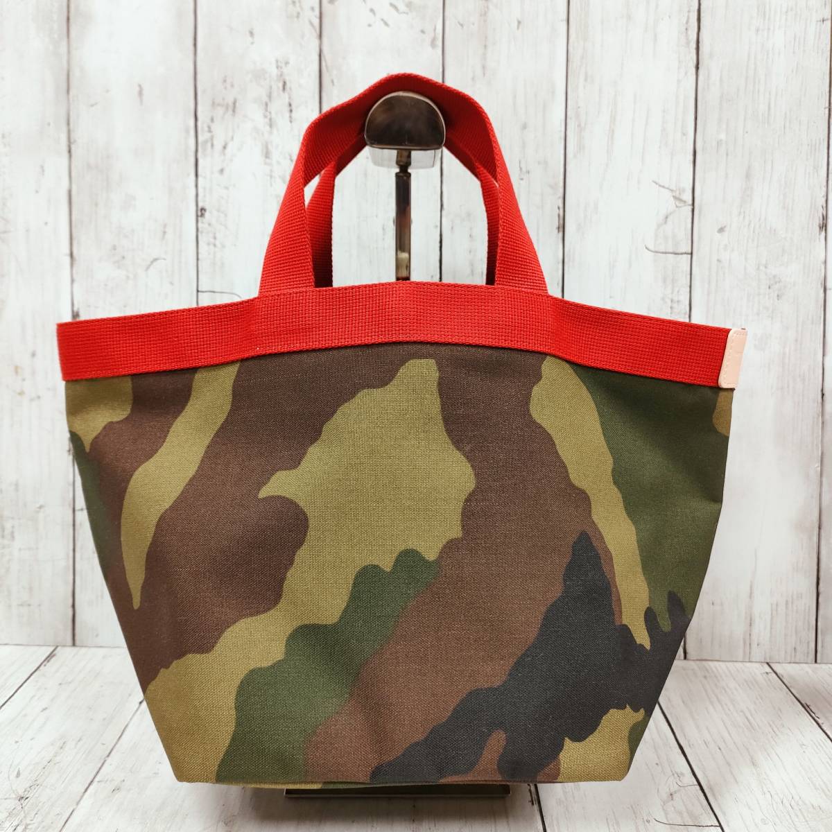 エルベシャプリエ Herve Chapelier ハンドバッグ 迷彩 レッド ピンク 