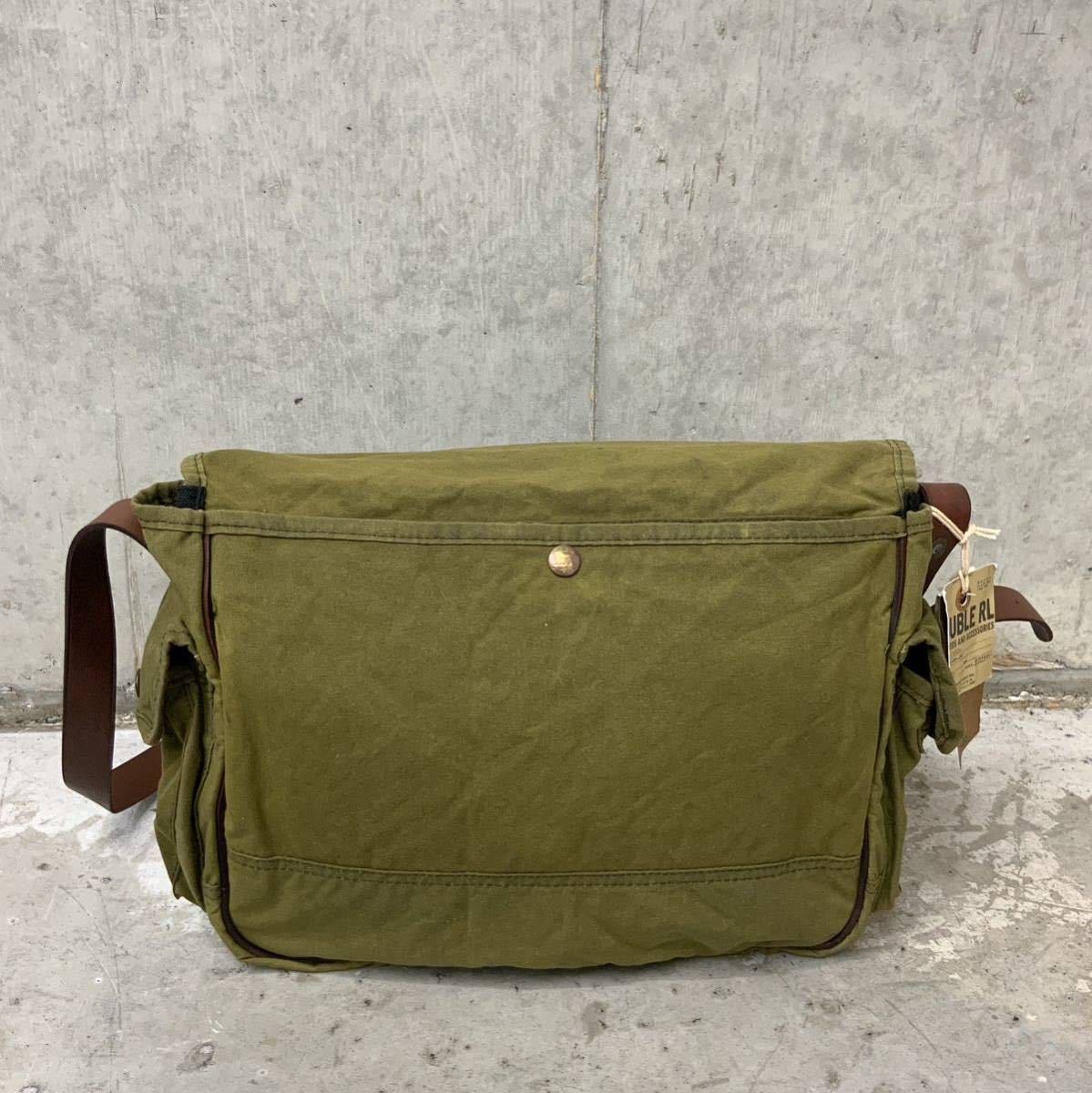 人気商品！！23FW RRL レザートリム オイルクロス メッセンジャー