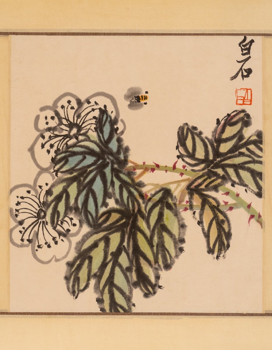 善古堂】某有名収集家買取品 中国伝来 中国近代画家「斉白石・花卉図