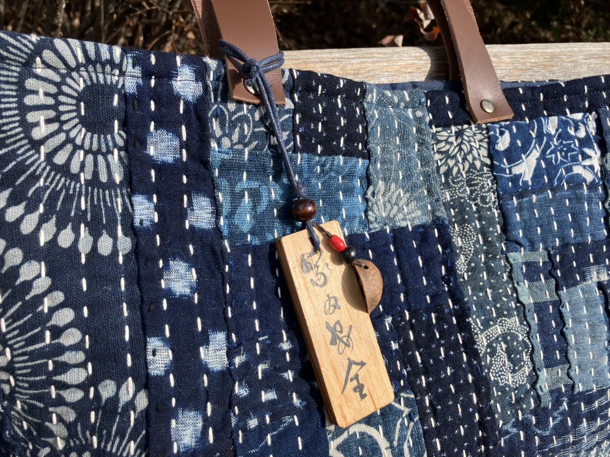 1000円スタート】chibisix□□ハンドメイド 古布 バッグ□□型染め