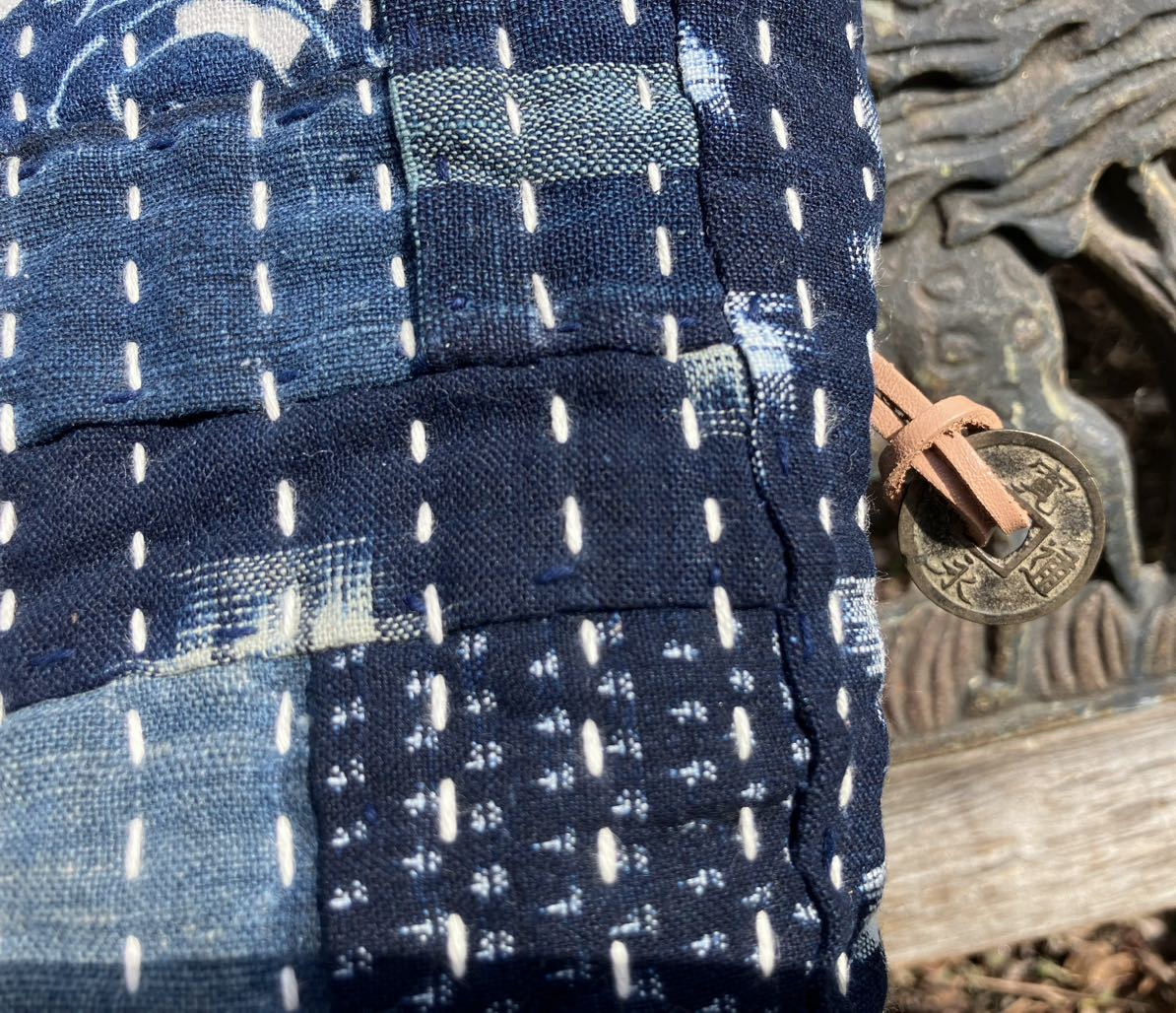 1000円スタート】chibisix□□ハンドメイド 古布 バッグ□□型染め