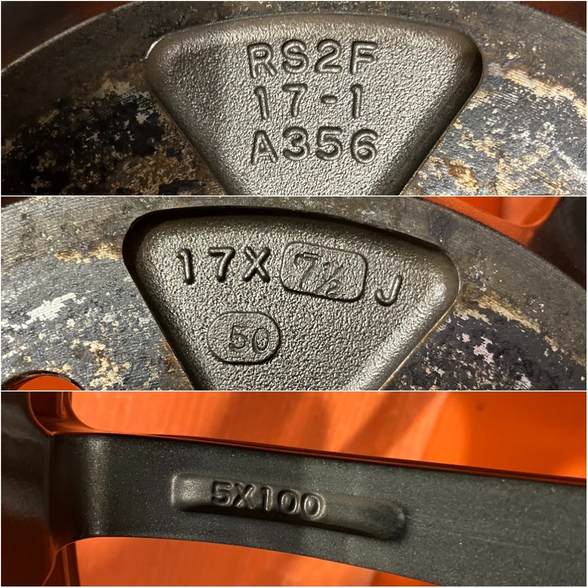 ADVAN アドバン RSⅡ 17インチ 7.5J +50 5穴100 2本セット ヨコハマ インプレッサ レガシィ B4 WRX XV エクシーガ プリウス レクサスCT等に_7