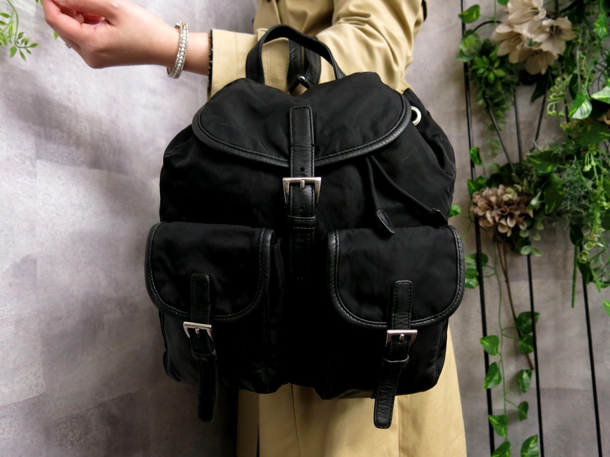 ○超美品○PRADA プラダ○ポコノ ナイロン ラム レザー 本革○リュック