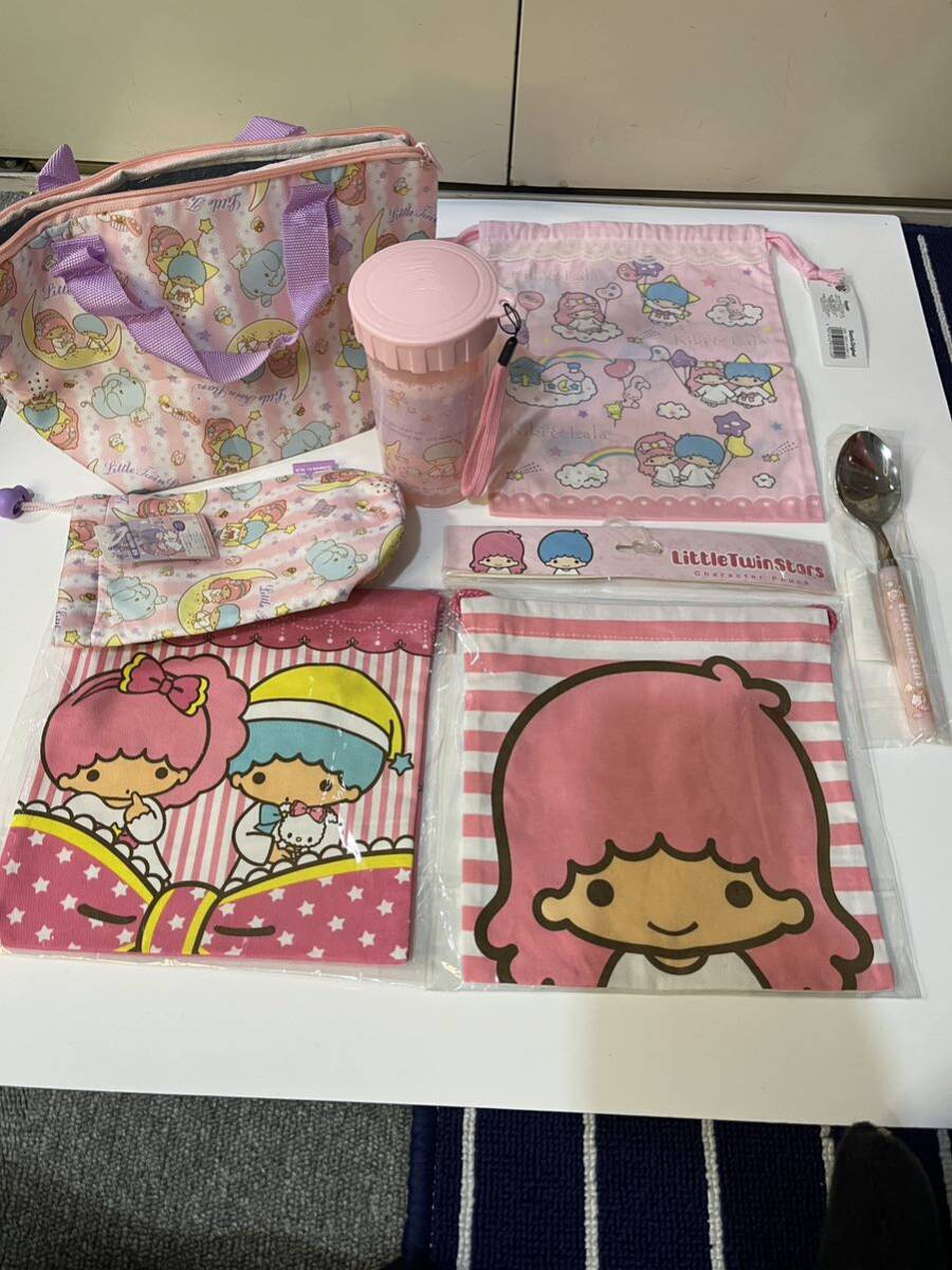 キキ＆ララ　巾着袋3種、スプーン、ボトル、ボトルホルダー、保冷バッグセット_1
