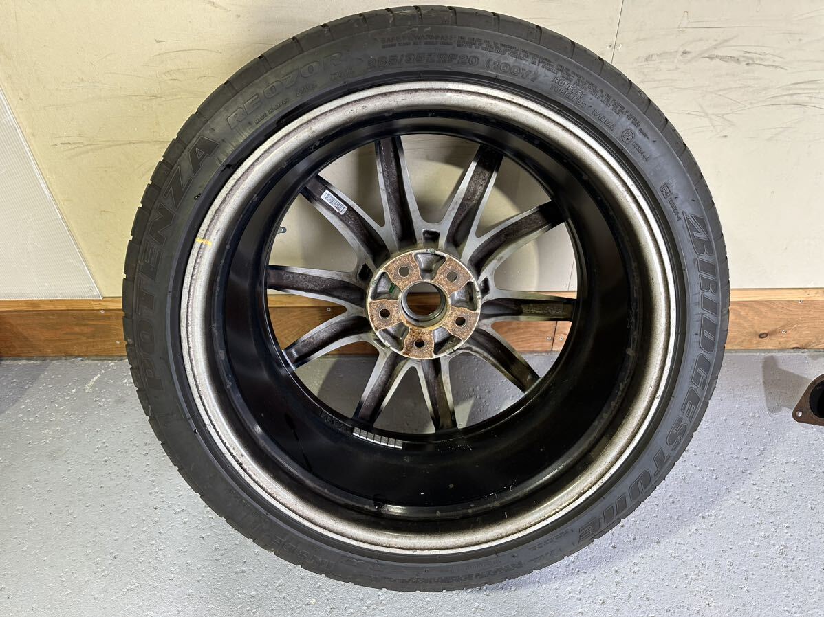 R35 GT-R 純正アルミホイール リヤ用 1本のみ RAYS製 10.5J+25 PCD114.3 5H ブリヂストン ポテンザRE070R 285/35R20 100Y 美品_2
