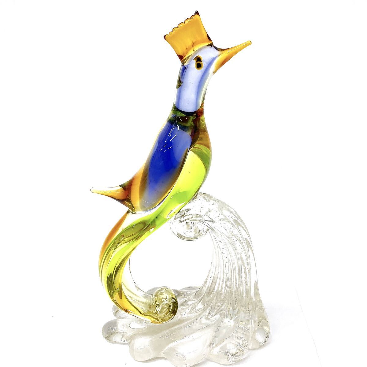 【極美品・特大58cm】福岡特産工芸品 マルティグラス 鳳凰（火の鳥）オブジェ マルティグラス ガラス 鳥 オブジェ 置物 ガラス工芸 ガラス細工 alp川
