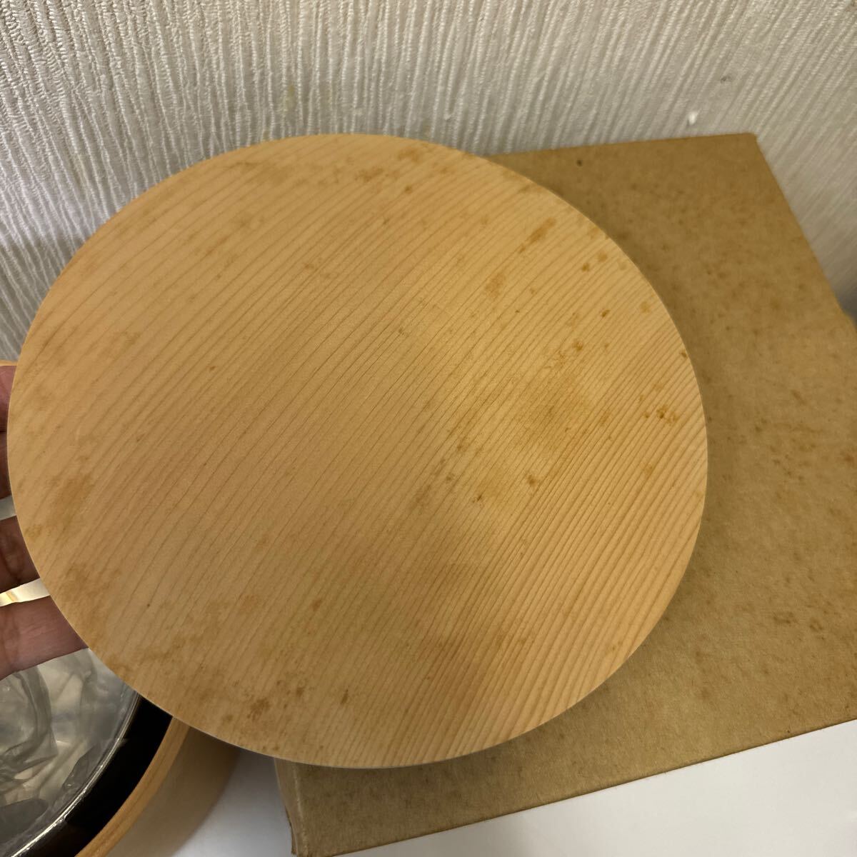 ヤ60 未使用保管品　曲水指 茶道具 杉木地 曲水指 曲物 綴目 箱無 水屋道具 煎茶道具 茶器 水差　お点前 サイズ直径19センチ高さ16.5cm_2