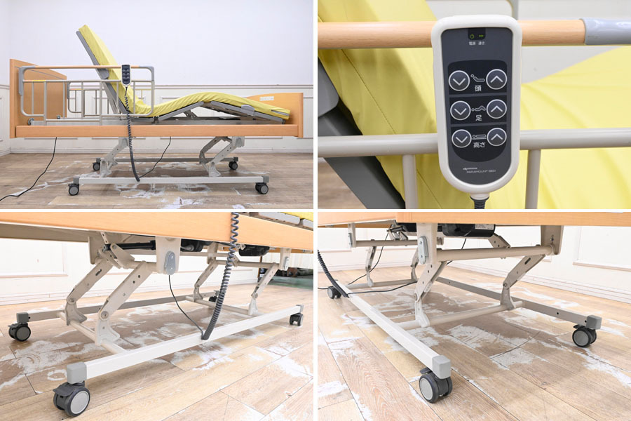 ER061 美品 パラマウントベッド 介護ベッド 3モーター 昇降ベッド 介護ベット リクライニング 転倒防止ガード_2