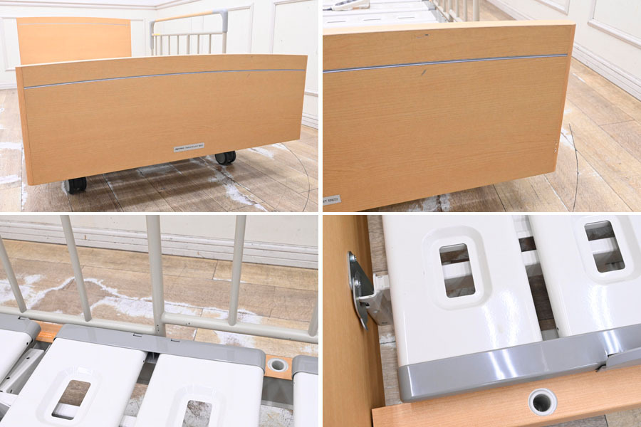 ER061 美品 パラマウントベッド 介護ベッド 3モーター 昇降ベッド 介護ベット リクライニング 転倒防止ガード_9