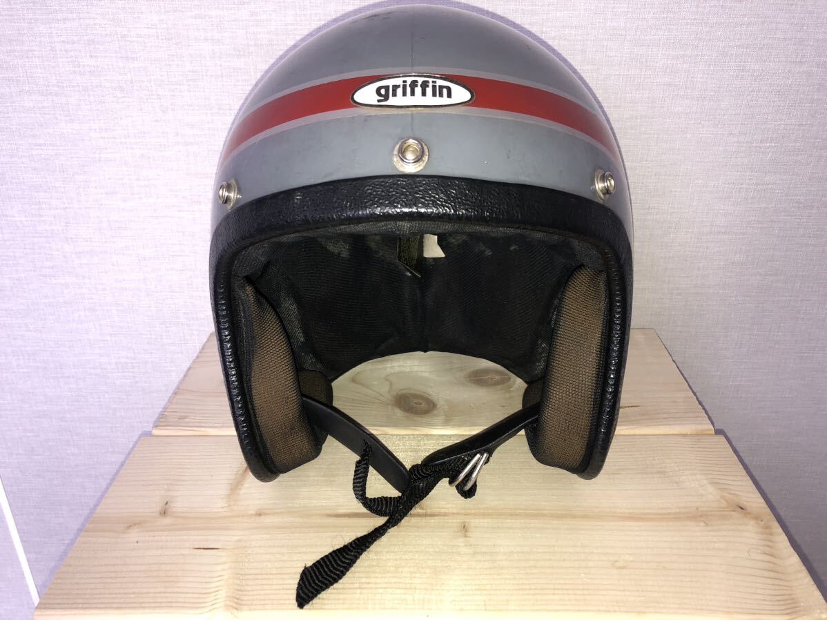 Griffin ジェット ヘルメット サイズM ビンテージ グリフィン グレー デザイン70s年代HONDAトリコロールDOT規格要リペア ハーレーブコベル | griffin ヘルメット STAFF BLOG ADDICT
