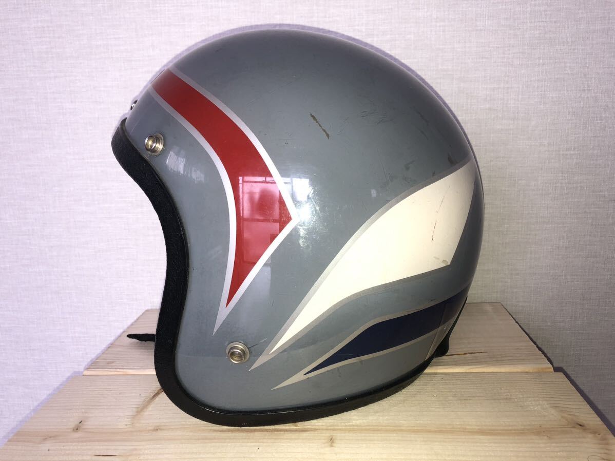 Griffin ジェット ヘルメット サイズM ビンテージ グリフィン グレー デザイン70s年代HONDAトリコロールDOT規格要リペア ハーレーブコベル | griffin ヘルメット STAFF BLOG ADDICT