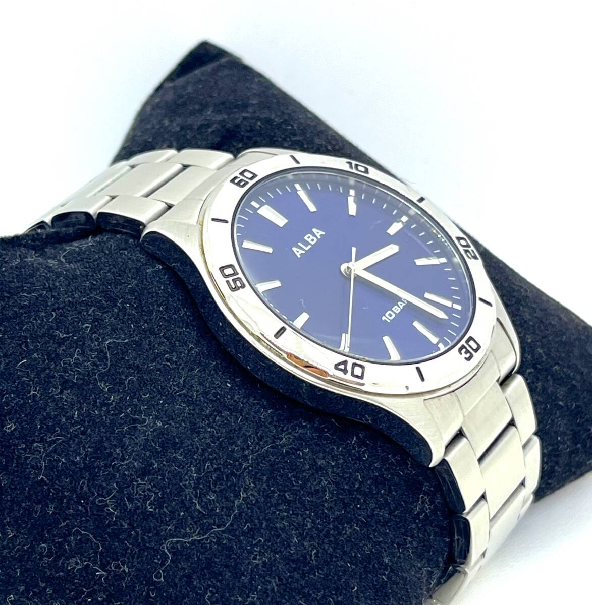 中古　美品　ALBA　アルバ　メンズクォーツ腕時計　アナログ　３針　電池交換　稼働中/3871-1_2