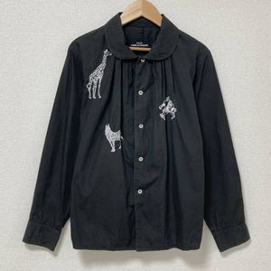 AD1989 tricot COMME des GARCONS 動物 刺繍 丸襟 シャツ 黒 トリココムデギャルソン ブ