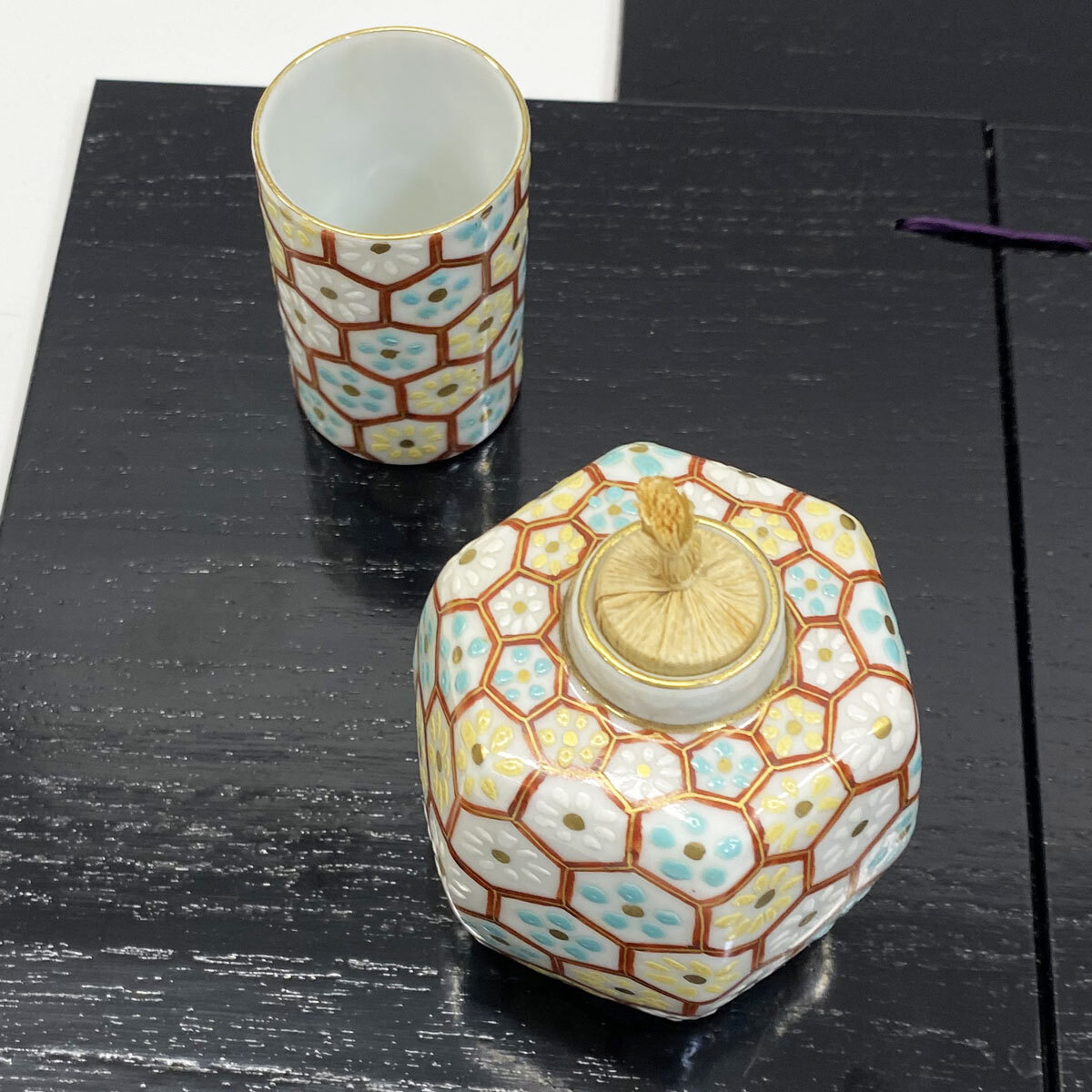 茶道具 茶箱 茶箱セット 蒔絵師 春峯 茶碗 棗 茶筅 茶筅筒 香合 器据