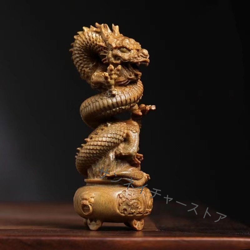 極上品 ☆木彫り 風水龍 昇運金龍 龍の置物檀木高級天然木手作り