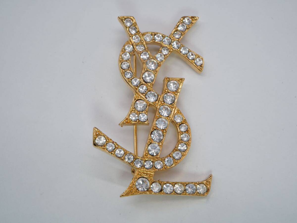 111】YVES SAINT LAURENT イヴサンローラン YSL ラインストーン