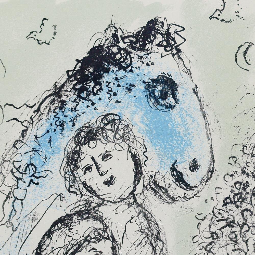 真作】【WISH】マルク・シャガール Marc Chagall「青い馬と恋人たち