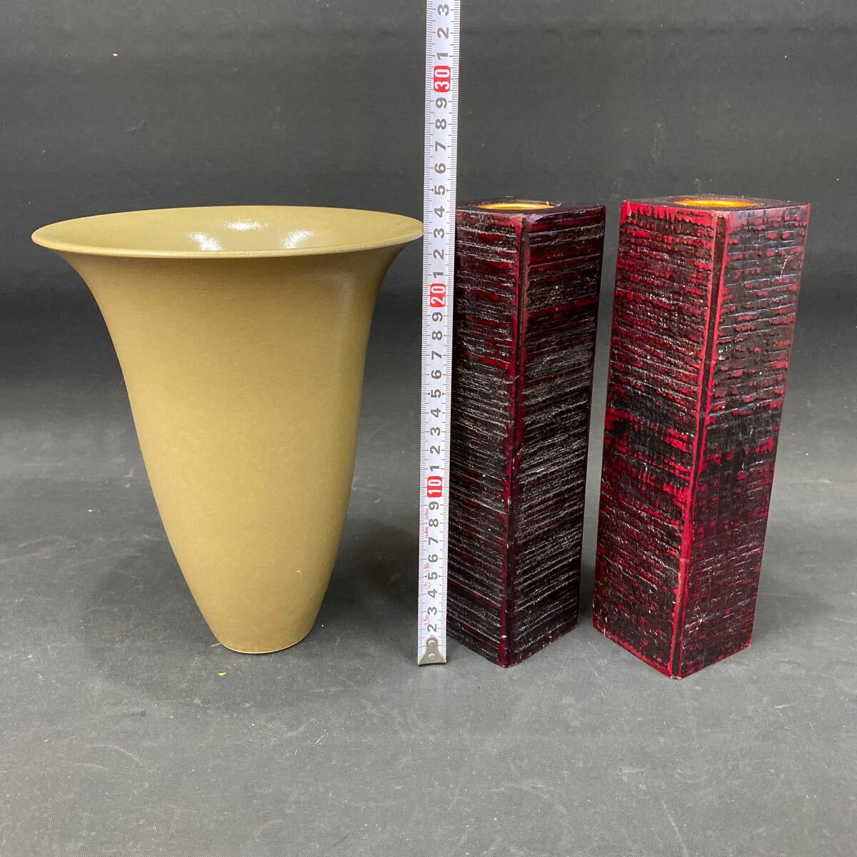N 4243 [ 花器 9点 まとめて ] 九谷焼 旭山作 一輪差し 漆器 水盤 漆器