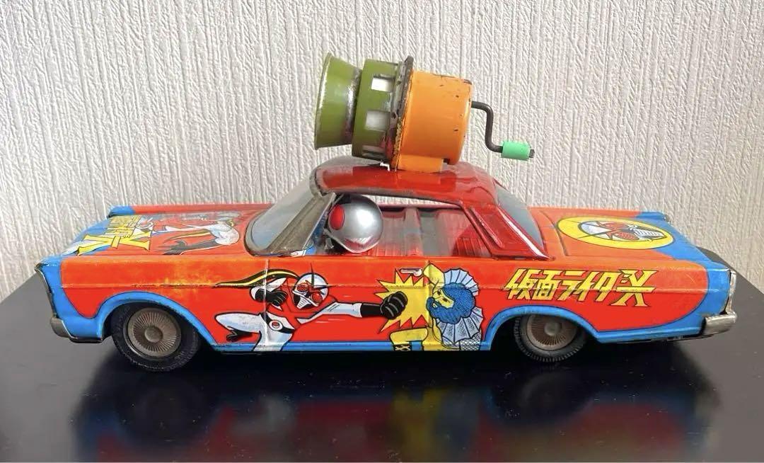 仮面ライダーX ブリキカー 増田屋 当時品 28.5cm 1974年製造(ソフビ