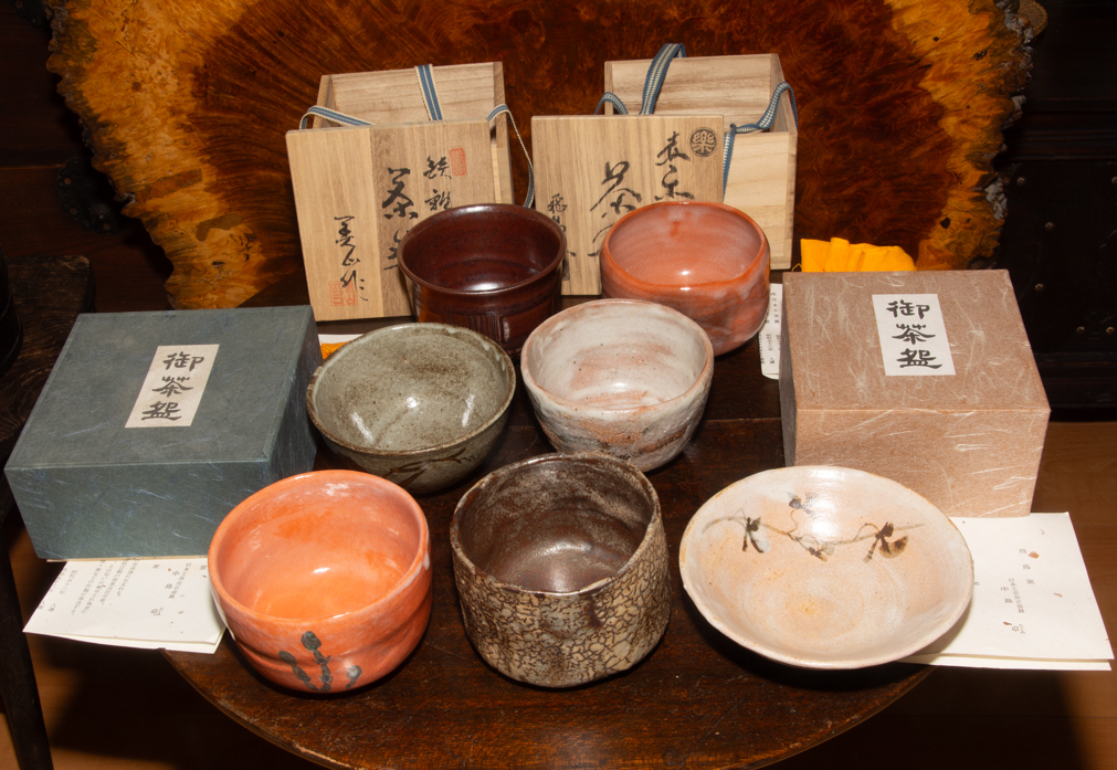 茶碗 7客 未使用品 飛鳥窯 中島卓 三代 寺田美山 他 赤楽 絵唐津