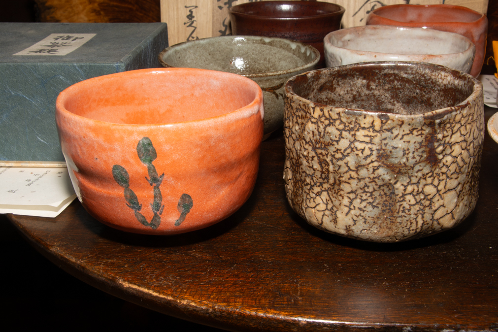 茶碗 7客 未使用品 飛鳥窯 中島卓 三代 寺田美山 他 赤楽 絵唐津