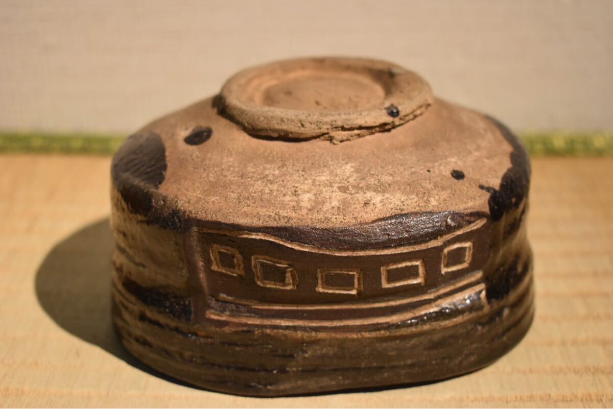 骨董古美術品　時代物黒織部茶碗 抹茶碗 茶道具 GE】Z1392【コレクター所蔵品】《大名品》時代 黒織部茶碗/日本美術