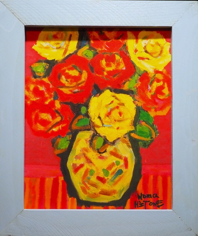 模写】【手描き】作者不明 薔薇 野間仁根 表サイン 裏シール 額装/検索