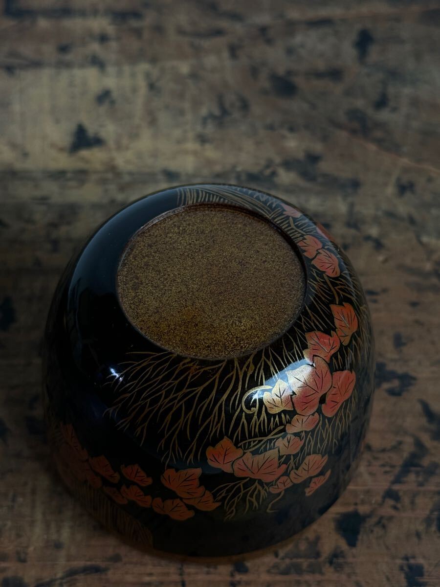千家十職名工 塗師 中村宗哲 『蔦柴蒔絵大棗』共箱 共布 裏千家 十四世