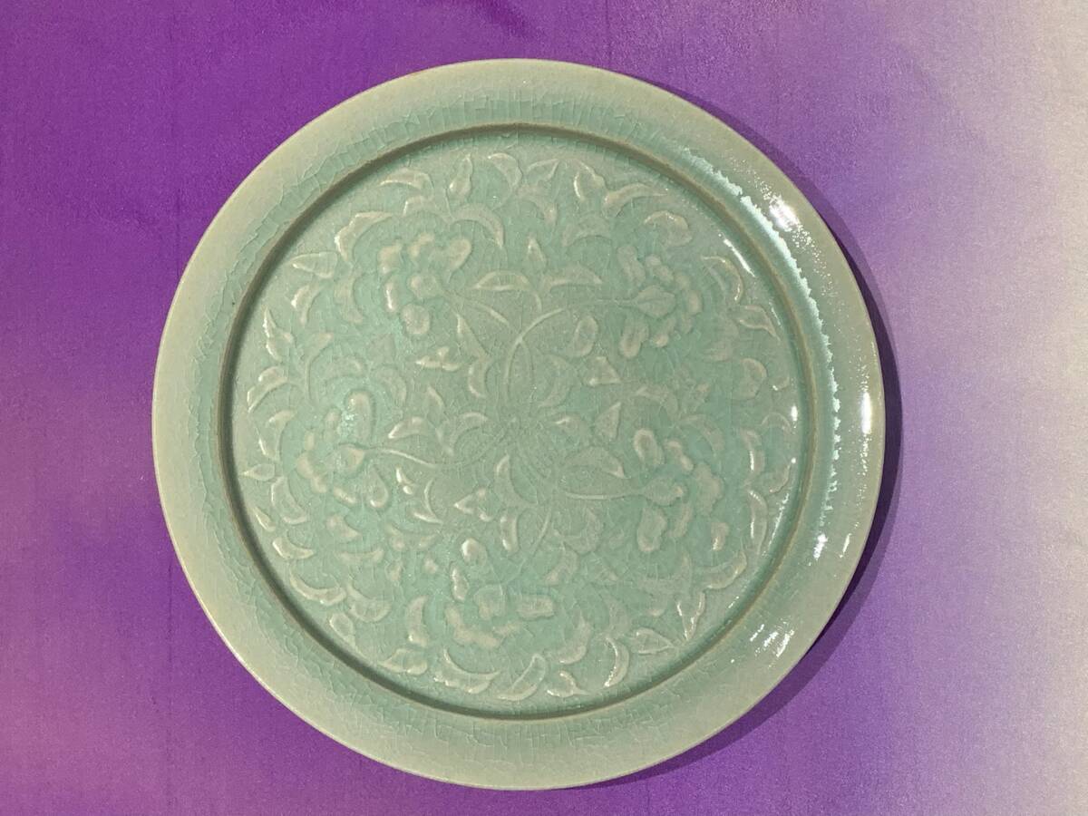 川瀬満之　青磁牡丹文 皿 小皿 5客　U227_4